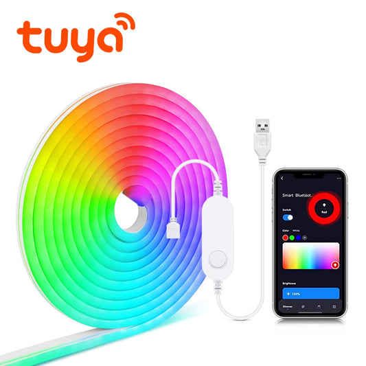 Zigbee 5V RGB LED Strip Lights Tuya Alexa Wifi USB Waterproof Neon LED Tape with Dimmable Smart Dimmer Controller Kitchen Decor